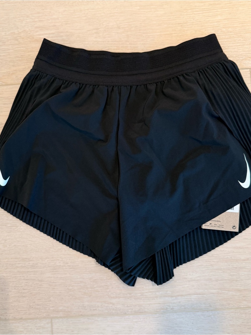 Nike Black Women's Aeroswift Pleated Running Shorts